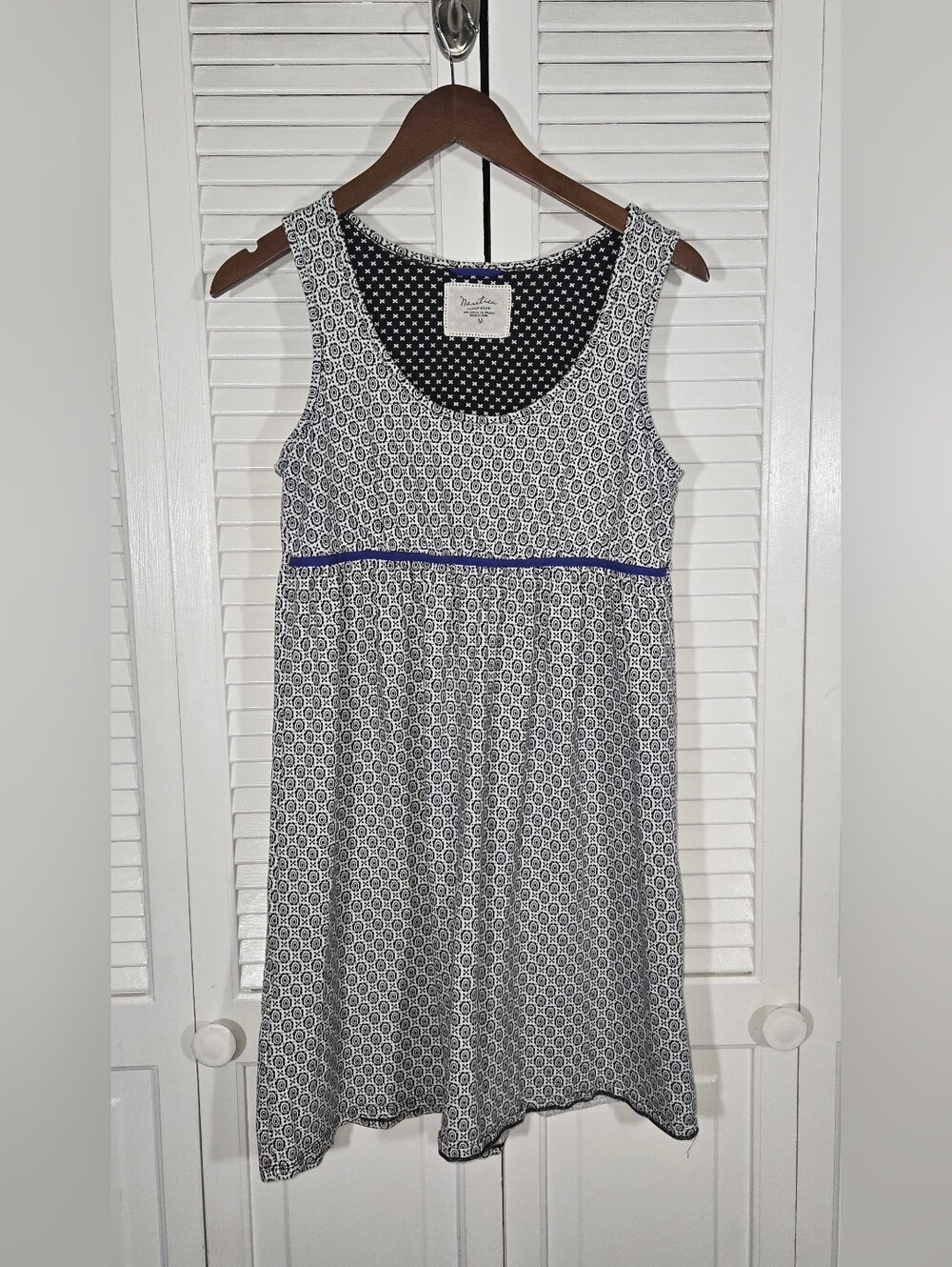 Nautica Sleepwear Sleeveless Empire Waist Geometric Block Night Gown Sz M